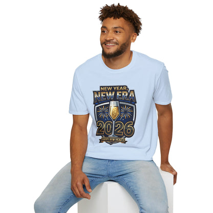 New Year 2026 T-Shirt – "New Year, New Era" Champagne & Fireworks Celebration Tee