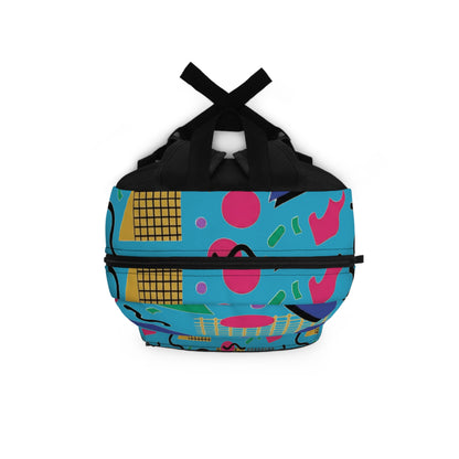 Backpack — Retro 80s Memphis Print School Backpack (Teal, Pink & Blue)