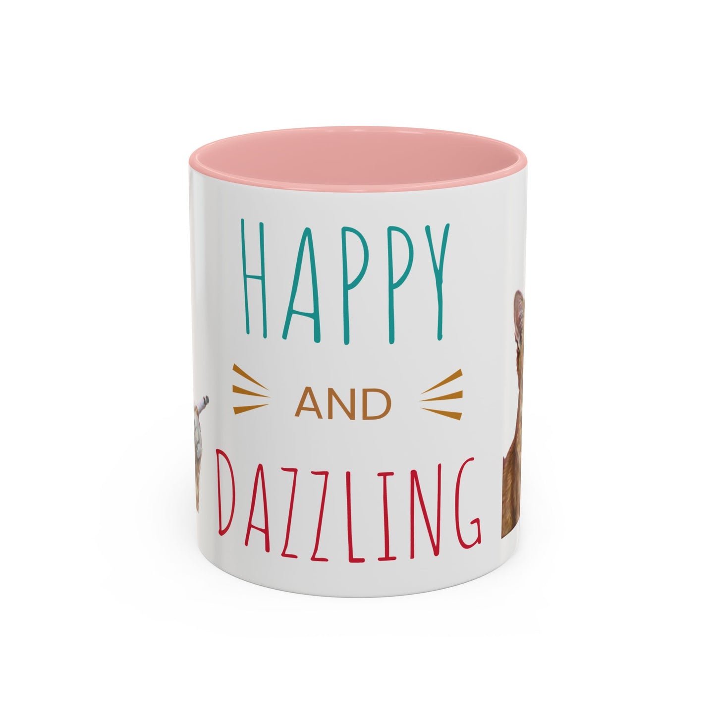 Happy and Dazzling Smoking Cat Coffee Mug — Cute Ginger Cat Accent Mug (11/15oz) (free shipping)