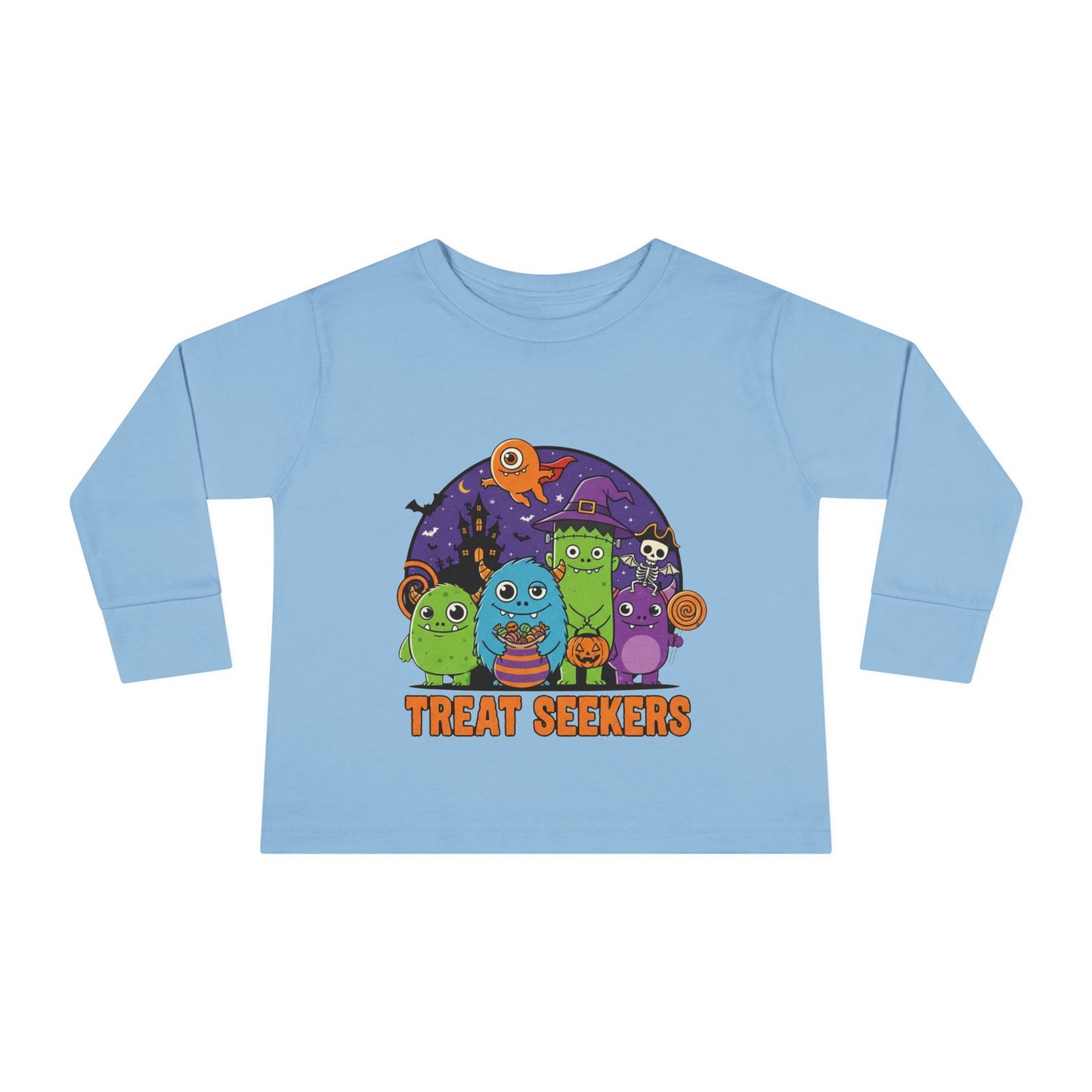 Toddler Halloween Long Sleeve Tee - Cute Treat Seekers Graphic, Kids Halloween Shirt, Trick-or-Treat Top, Fall Celebration Clothes