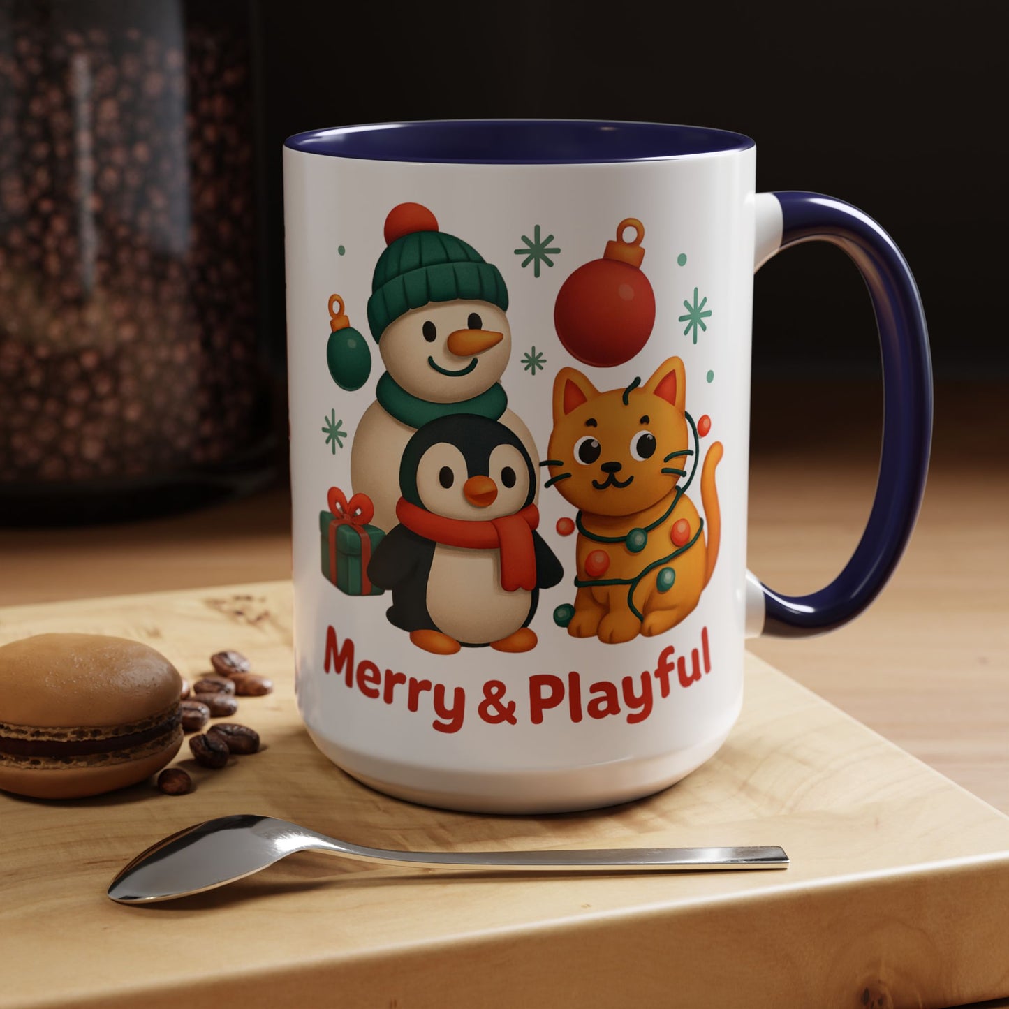Christmas Animal Mug — "Merry & Playful" Accent Coffee Cup