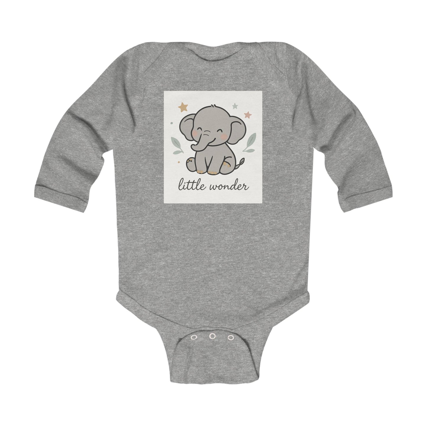 Little Wonder Elephant Infant Bodysuit — Cute Long Sleeve Baby Onesie for Newborns & Baby Showers