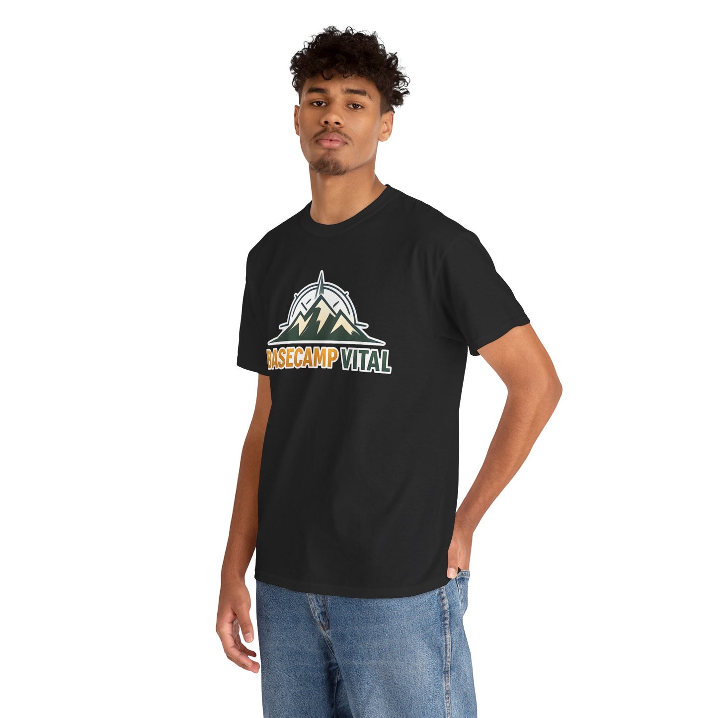 Base Camp Vital Mountain Compass Crewneck T-Shirt | Outdoor Hiking Graphic Tee | Midweight Cotton Trail Shirt (free shipping)