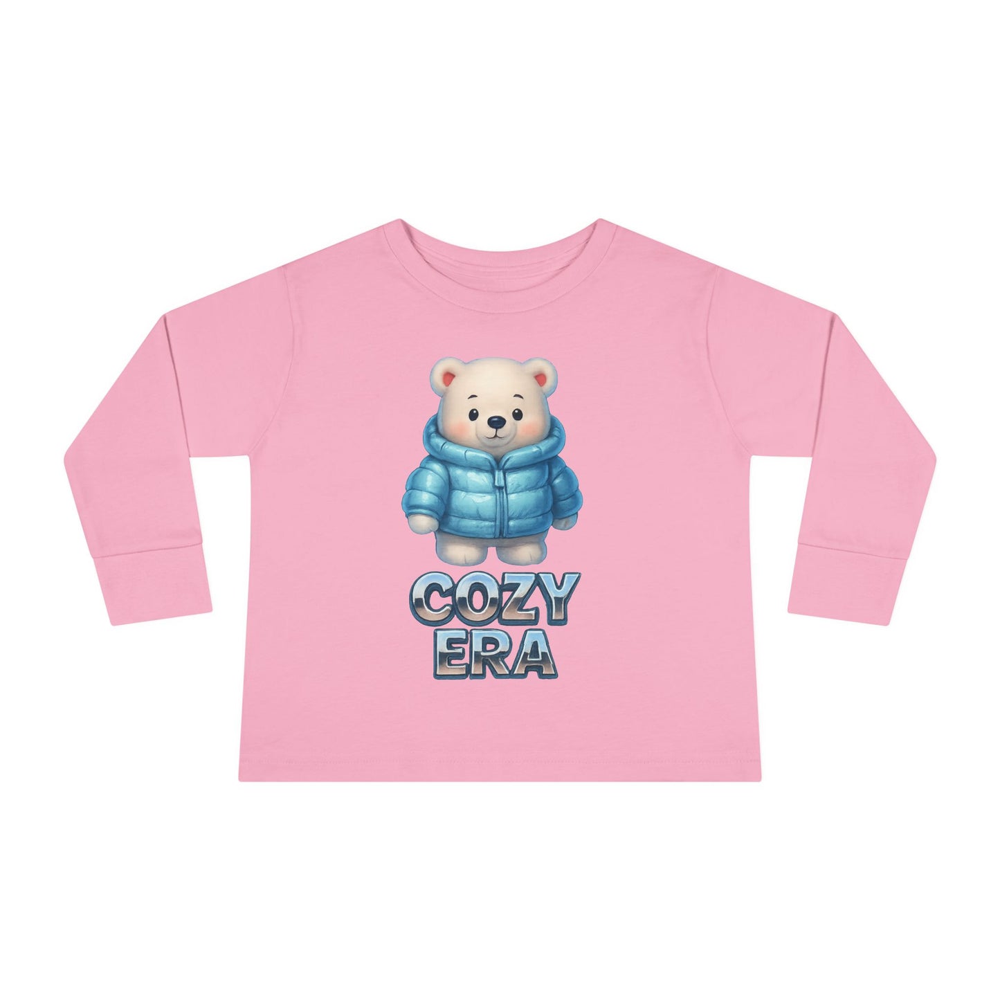 Cozy Era Toddler Long Sleeve Tee — Cute Bear in Puffer Jacket