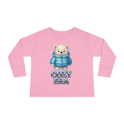Cozy Era Toddler Long Sleeve Tee — Cute Bear in Puffer Jacket