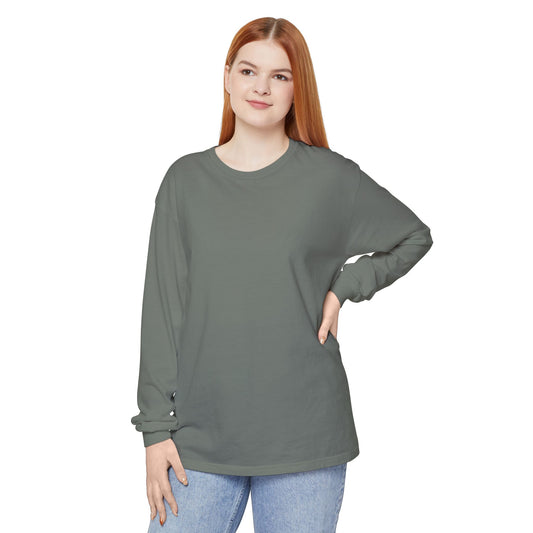 Women’s Gray Garment-Dyed Long Sleeve T-Shirt for Cozy Casual Style