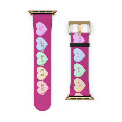 Colorful Valentine’s Day candy Hearts Watch Band - Cute, Adjustable Strap for All Occasions