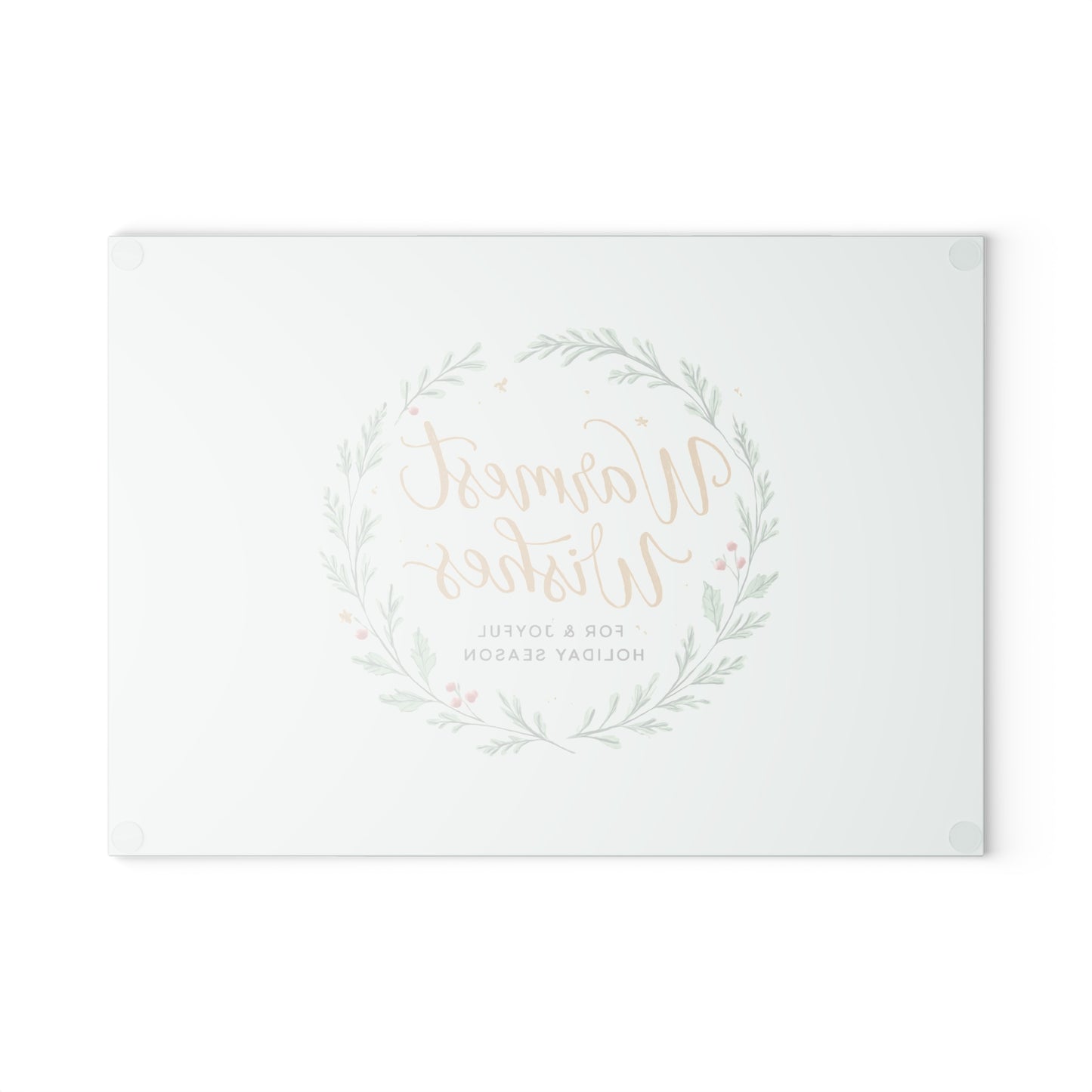 Glass Cutting Board — "Warmest Wishes" Holiday Wreath Decorative Cutting Board