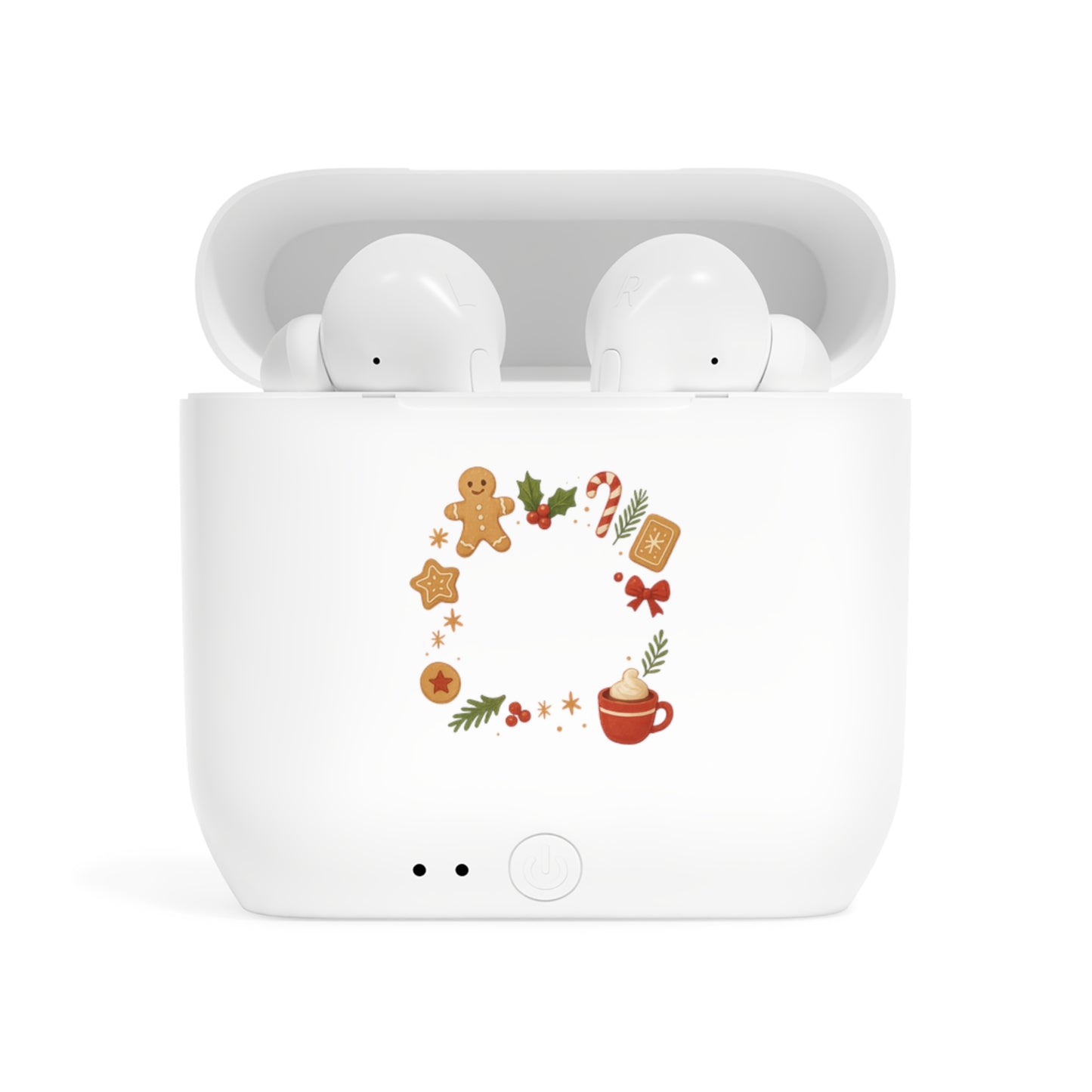 Wireless Earbuds Case — Holiday Gingerbread Wreath Design