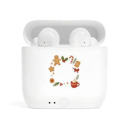 Wireless Earbuds Case — Holiday Gingerbread Wreath Design