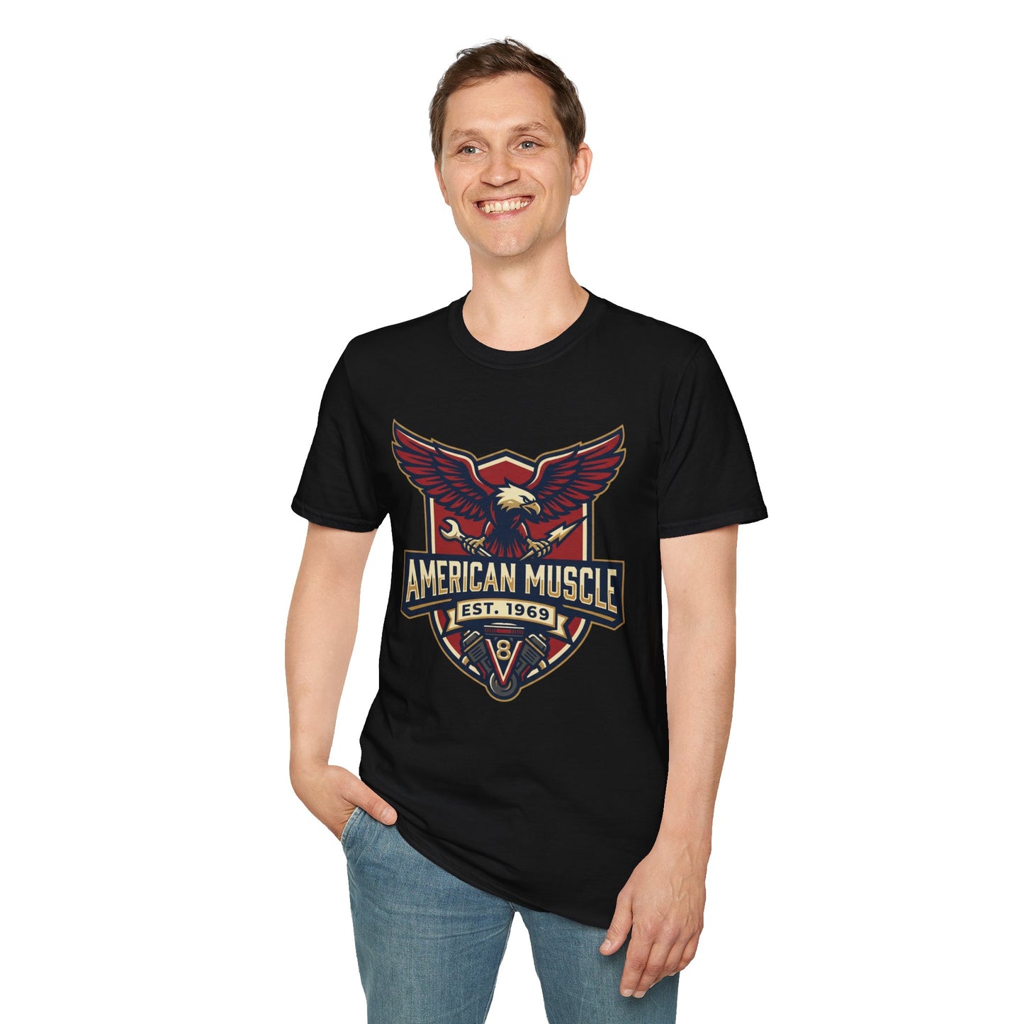 American Muscle Eagle T-Shirt — Vintage V8 Car Lover Tee