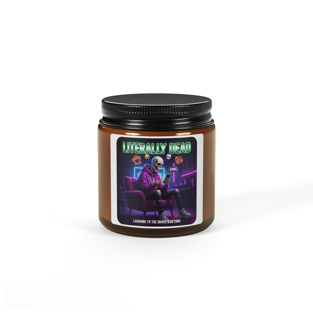 Scented Soy Candle - Spooky Vibes for Relaxation, Ideal for Halloween, Home Décor, Gifts, Eco-Friendly, Amber Jar