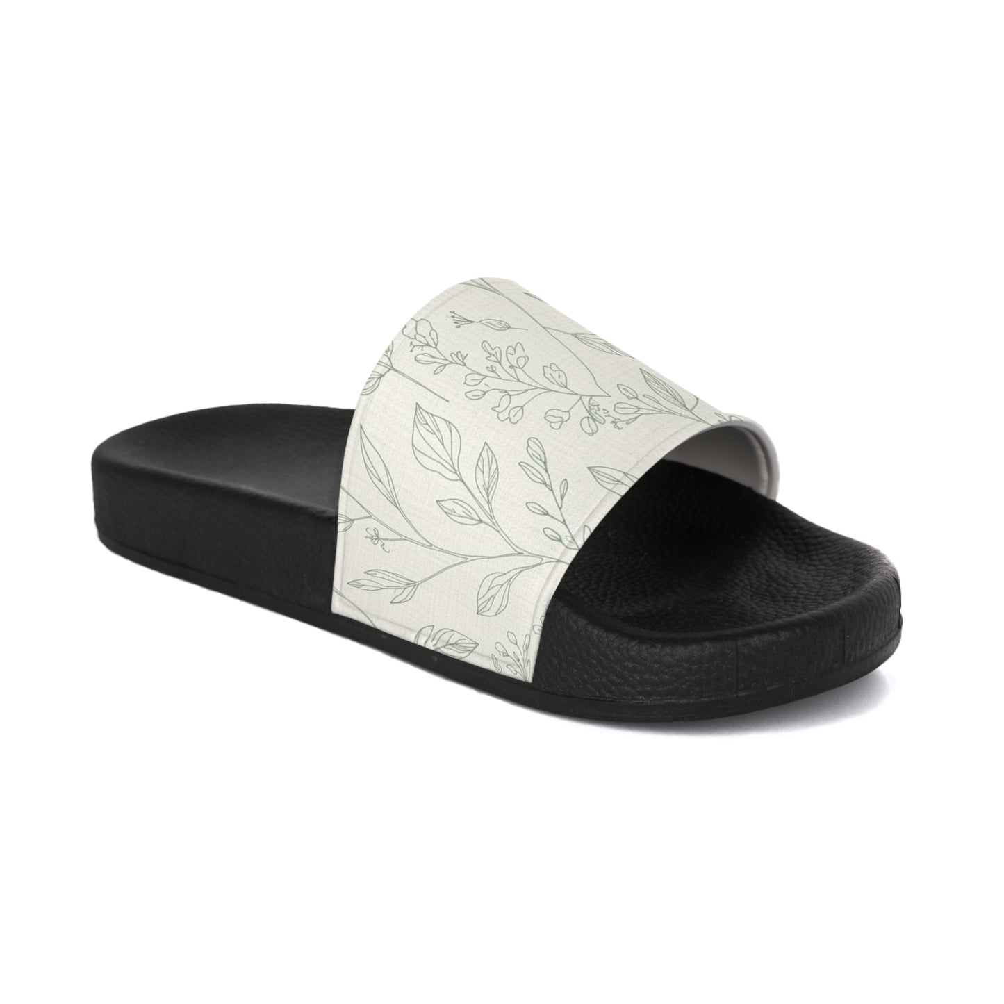 Women's Slide Sandals Botanical Line Art / Delicate Foliage Repeat  Women's Slide Sandals