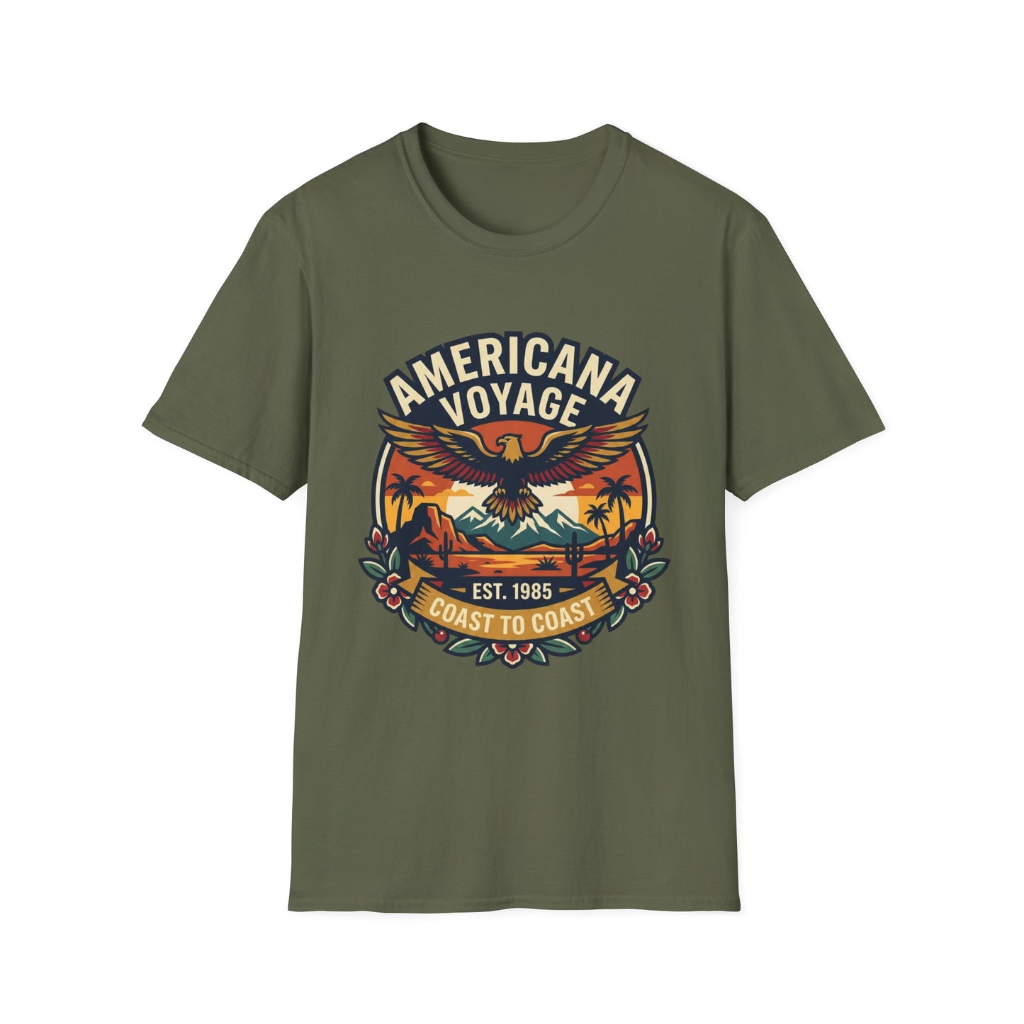 Americana Voyage retro Graphic T-Shirt — Coast to Coast Eagle Sunset