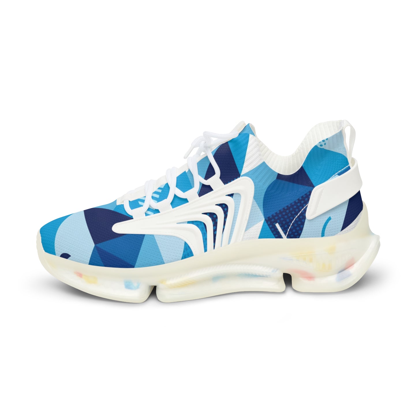 men's Blue Geometric Mesh Sneakers — Men's Athletic Shoes (free shipping)