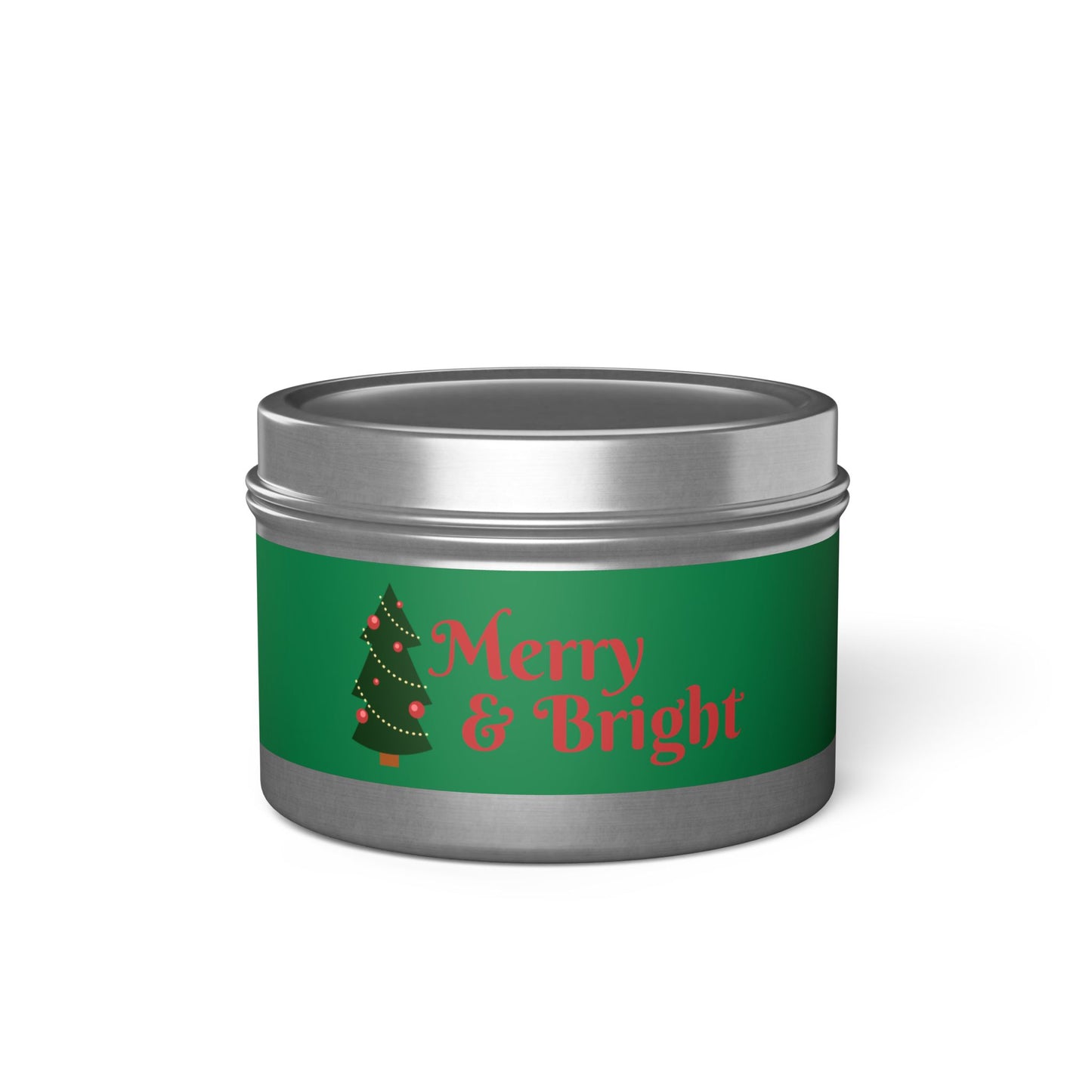 Merry & Bright Christmas eco-friendly Tin Candle — Holiday Scented Soy Candle- the give back candle collection