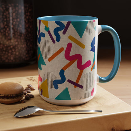 Retro Memphis Pattern Coffee Mug — 11/15oz Accent Ceramic Mug