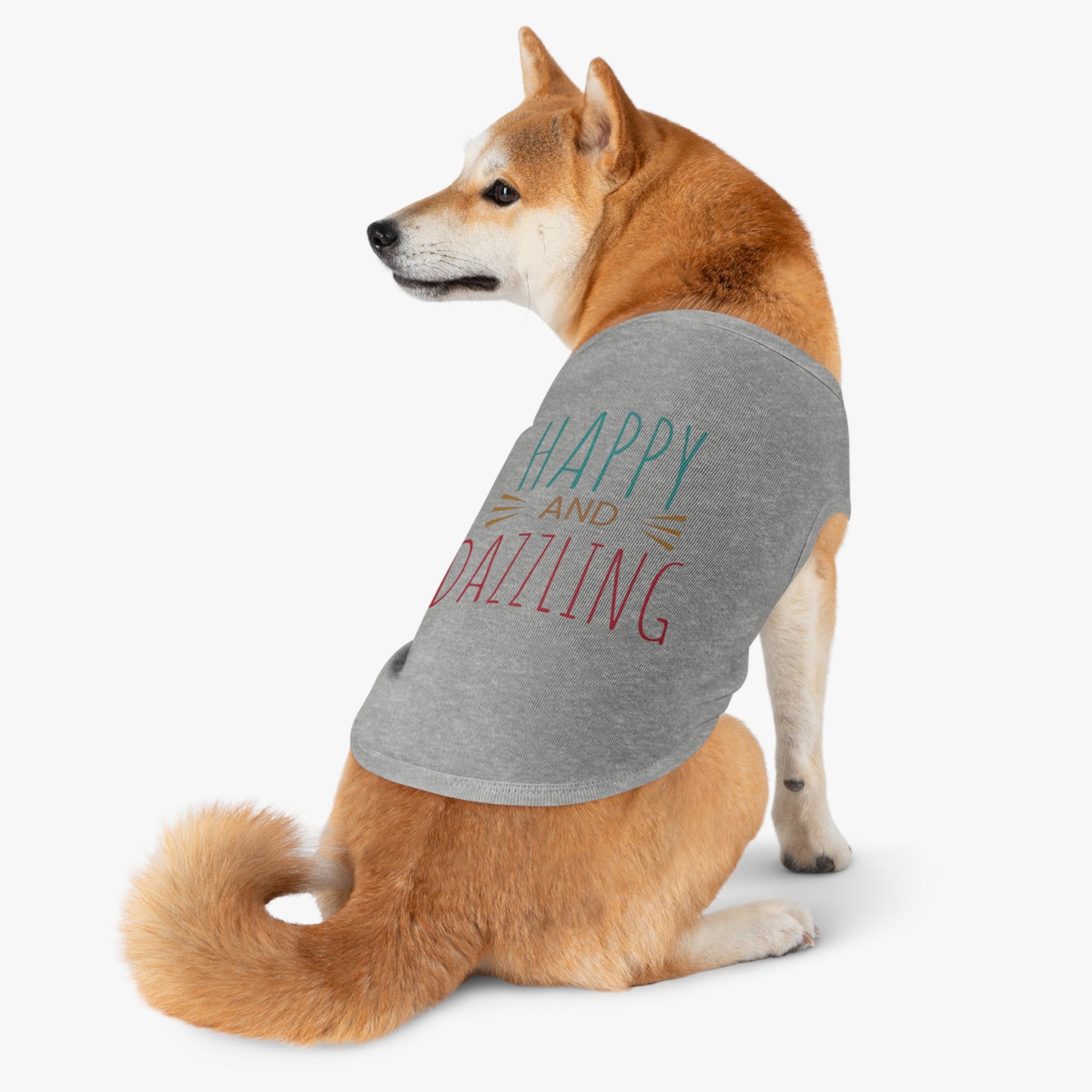 Happy and Dazzling Pet Tank Top — Colorful Graphic Dog Shirt for Everyday Wear