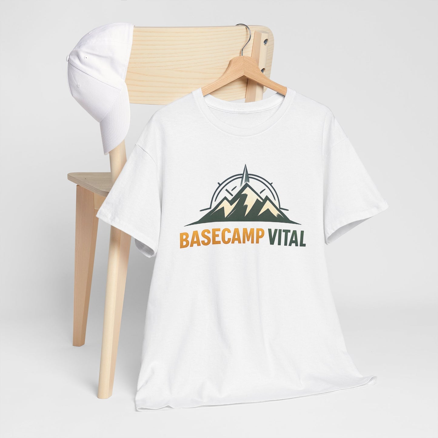 Base Camp Vital Mountain Compass Crewneck T-Shirt | Outdoor Hiking Graphic Tee | Midweight Cotton Trail Shirt (free shipping)