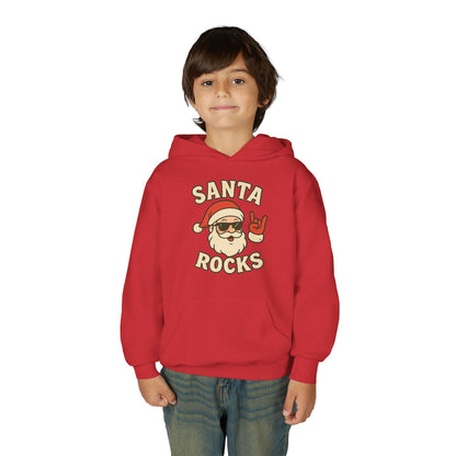 Youth Hoodie — "Santa Rocks" Cool Santa Christmas Sweatshirt