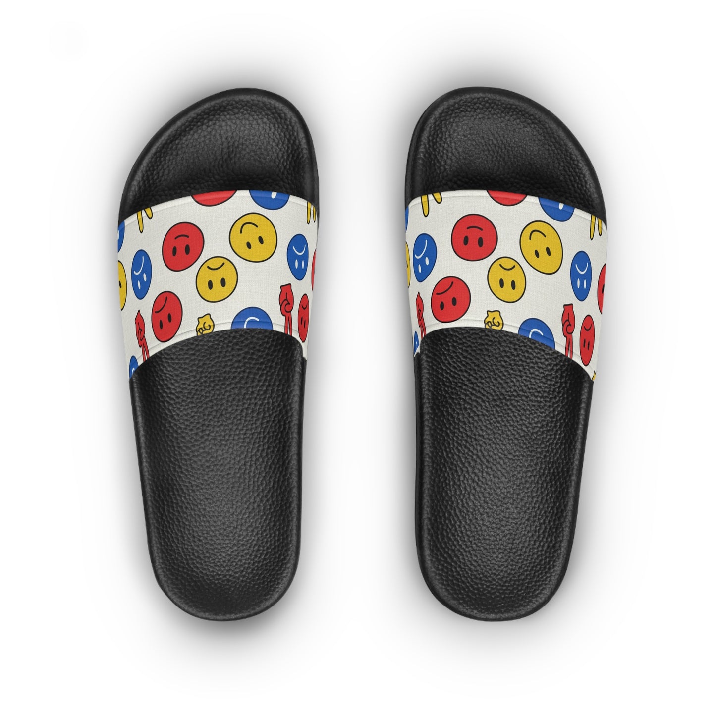 Women's Slide Sandals Playful political Abstract Faces & Hand Gestures