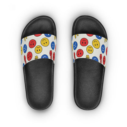 Women's Slide Sandals Playful political Abstract Faces & Hand Gestures