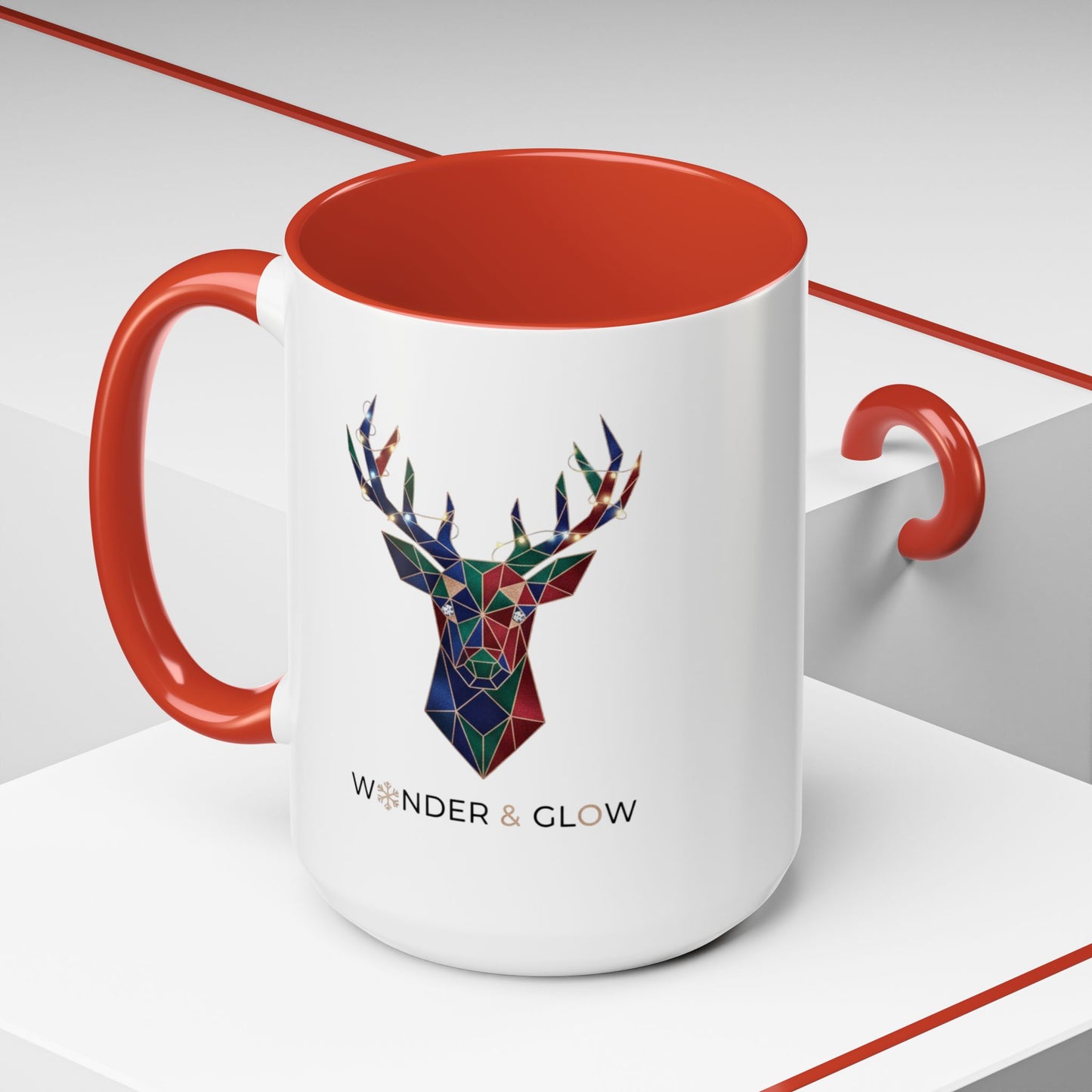 Geometric Stag Accent Coffee Mug — "Wonder & Glow" 11/15oz