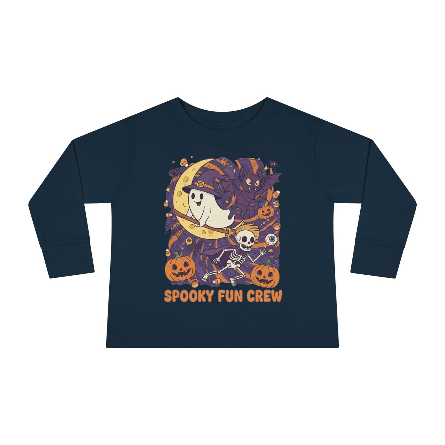 Toddler Halloween Long Sleeve Tee, Spooky Fun Crew Shirt, Kids Halloween Apparel, Fall Outfit for Toddlers, Halloween Party Wear