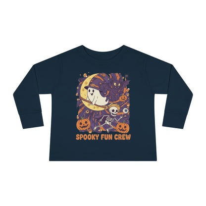 Toddler Halloween Long Sleeve Tee, Spooky Fun Crew Shirt, Kids Halloween Apparel, Fall Outfit for Toddlers, Halloween Party Wear