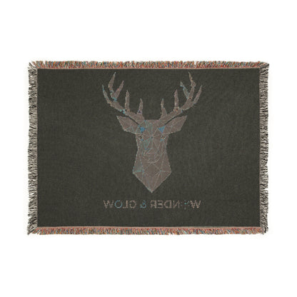 Modern Deer Head Woven Blanket — 'Wonder & Glow' Rustic Cabin Throw