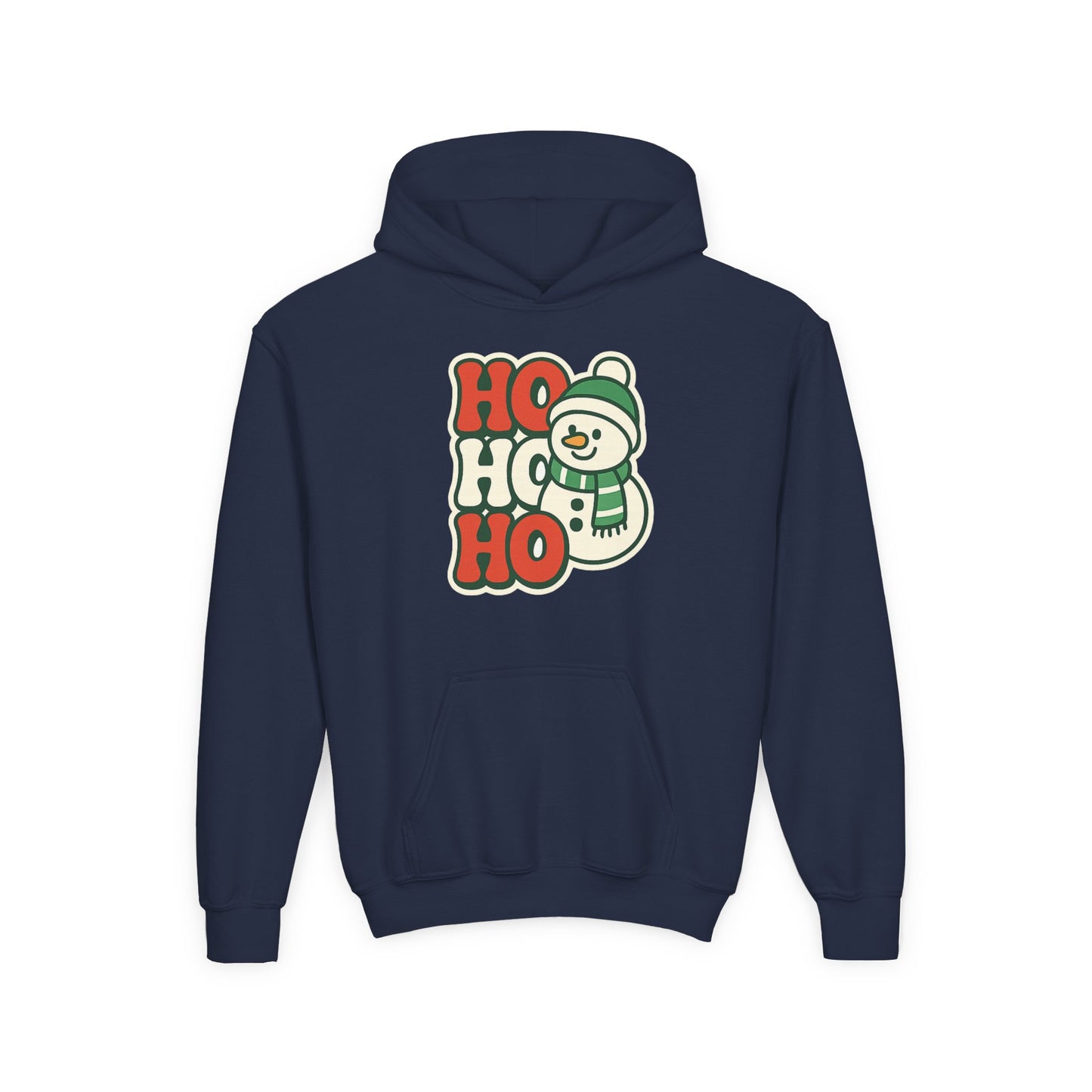 Youth kids Christmas Hoodie - 'HO HO HO' Snowman Holiday Sweatshirt