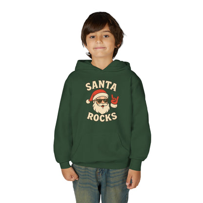 Youth Hoodie — "Santa Rocks" Cool Santa Christmas Sweatshirt