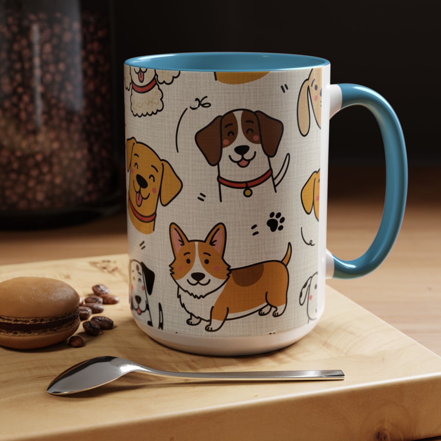 Cute Dog Pattern Accent Coffee Mug – Cute Cartoon Puppies 11/15oz