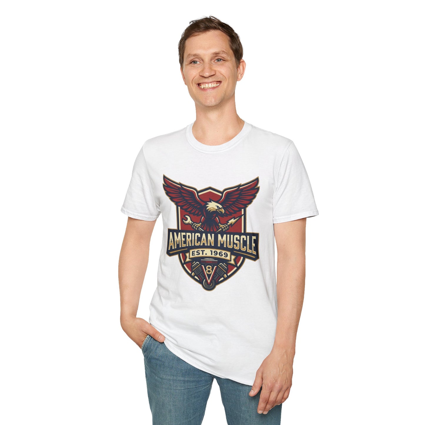 American Muscle Eagle T-Shirt — Vintage V8 Car Lover Tee