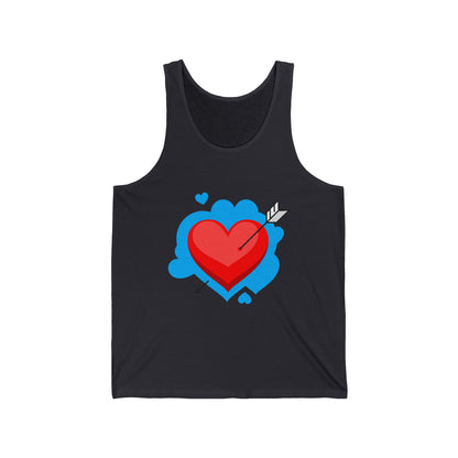 Minimal Heart and arrow " cupid heart arrow style " Tank Top — Simple Purple Heart Graphic