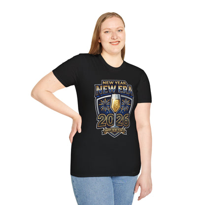 New Year 2026 T-Shirt – "New Year, New Era" Champagne & Fireworks Celebration Tee
