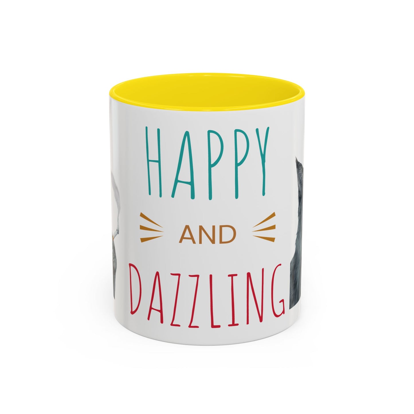 Happy and Dazzling smoking Cat Coffee Mug — Cute Cat smoking a cigarette Illustration Accent Mug (11/15 oz) (free shipping)