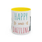 Happy and Dazzling smoking Cat Coffee Mug — Cute Cat smoking a cigarette Illustration Accent Mug (11/15 oz) (free shipping)