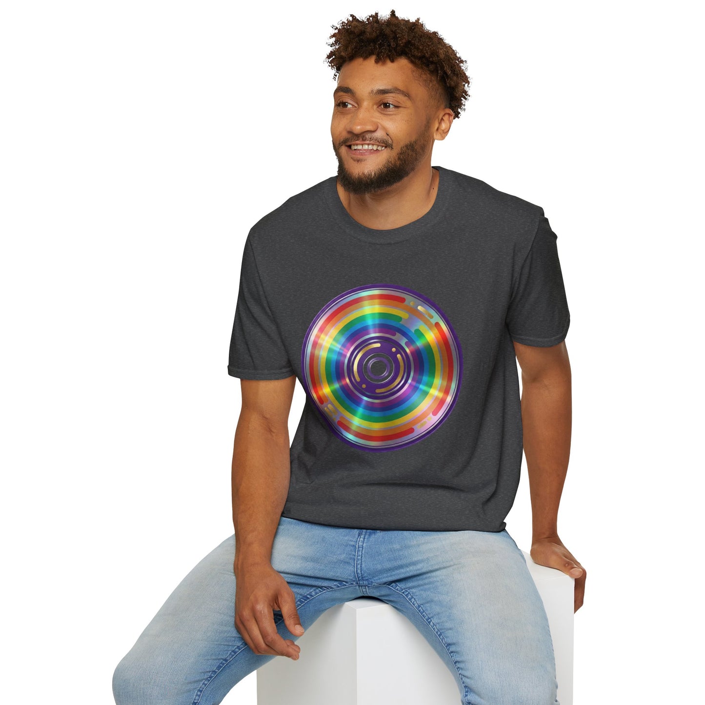 Retro Rainbow CD- Vinyl Record T-Shirt