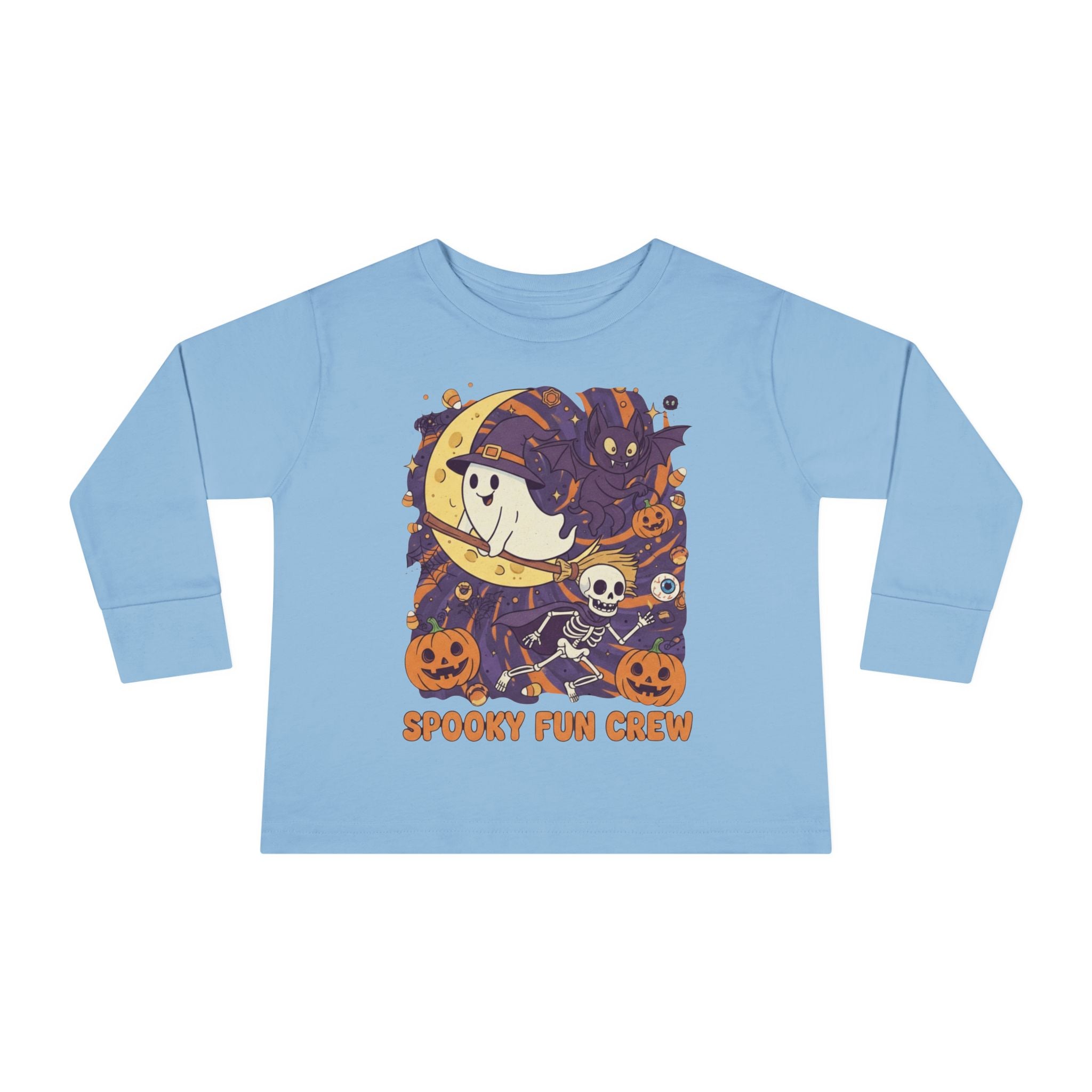 Toddler Halloween Long Sleeve Tee, Spooky Fun Crew Shirt, Kids Halloween Apparel, Fall Outfit for Toddlers, Halloween Party Wear