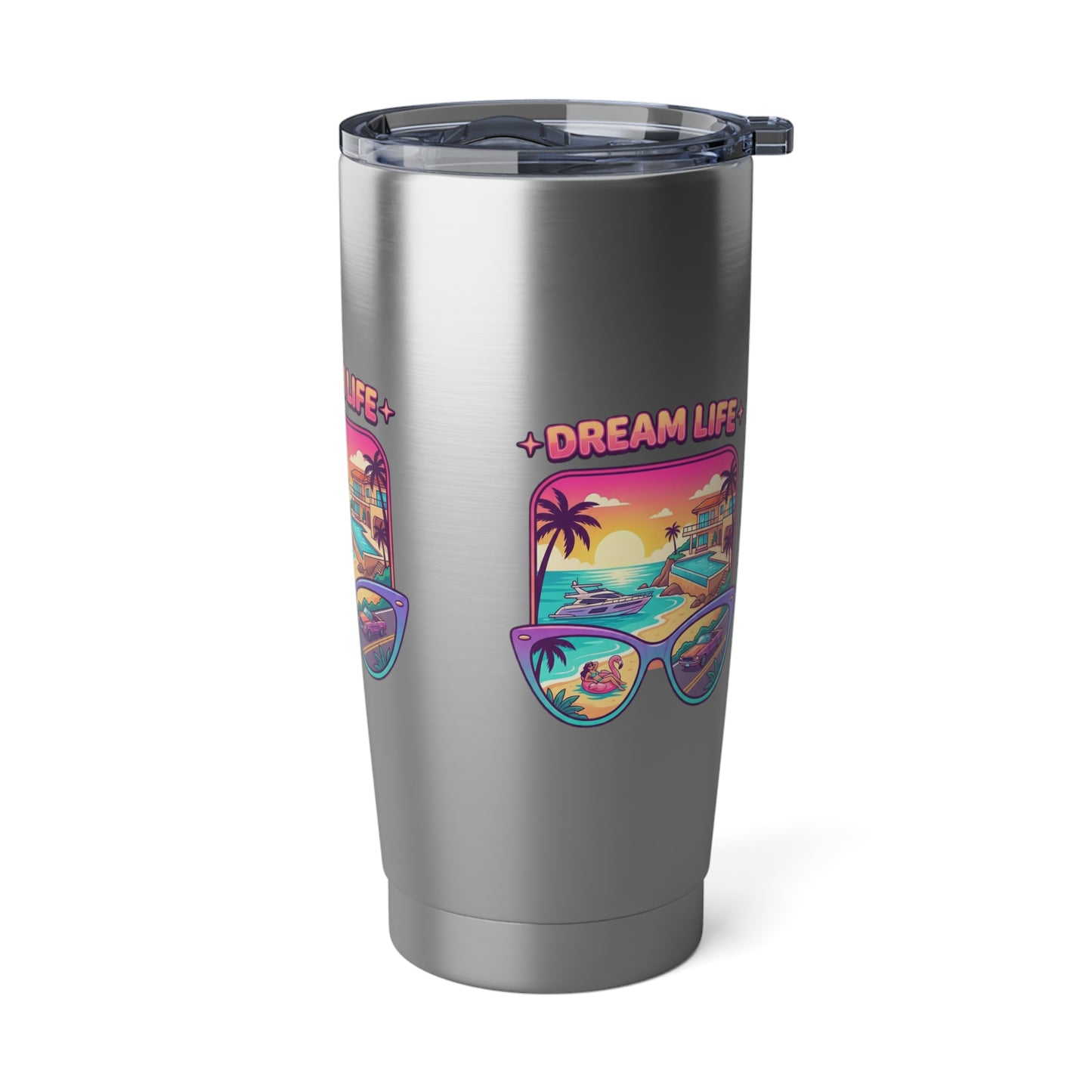Dream Life 20oz Tumbler – Retro Tropical Sunglasses Travel Mug