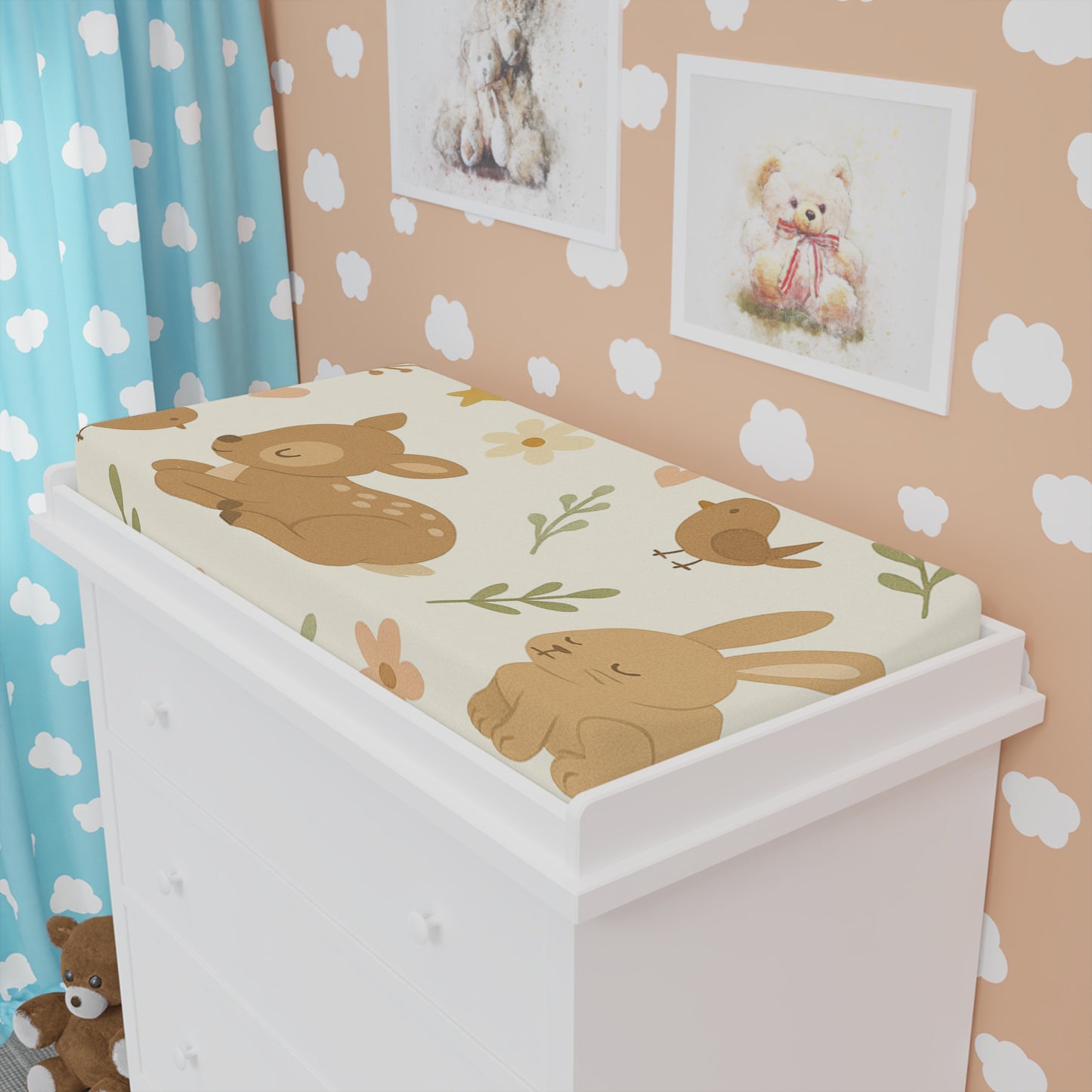Floral Woodland Baby Changing Pad Cover - Soft and Stylish Nursery Accessory