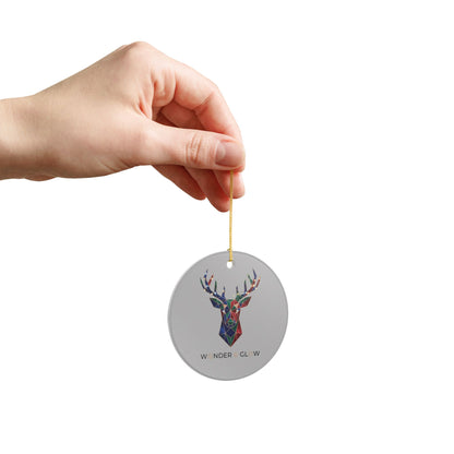 Geometric Reindeer Ceramic Ornament — 'Wonder & Glow' Holiday Decoration