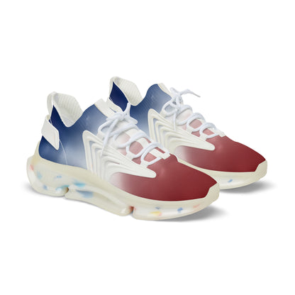 Gradient Red White & Blue Men's Mesh Sneakers — Breathable Athletic Runner Shoes (free shipping)