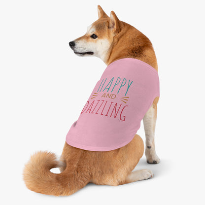 Happy and Dazzling Pet Tank Top — Colorful Graphic Dog Shirt for Everyday Wear