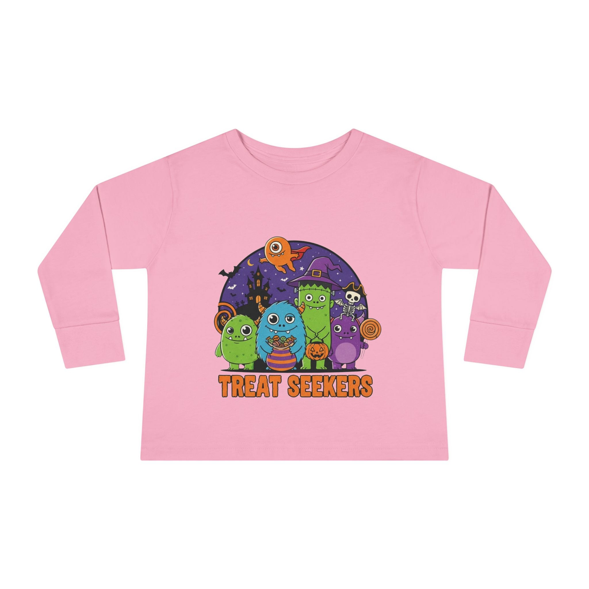 Toddler Halloween Long Sleeve Tee - Cute Treat Seekers Graphic, Kids Halloween Shirt, Trick-or-Treat Top, Fall Celebration Clothes