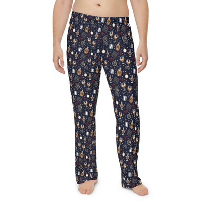 Men's Holiday whiskey collectors Pajama Pants — 'Christmas whiskey collection' Graphic Lounge Pants
