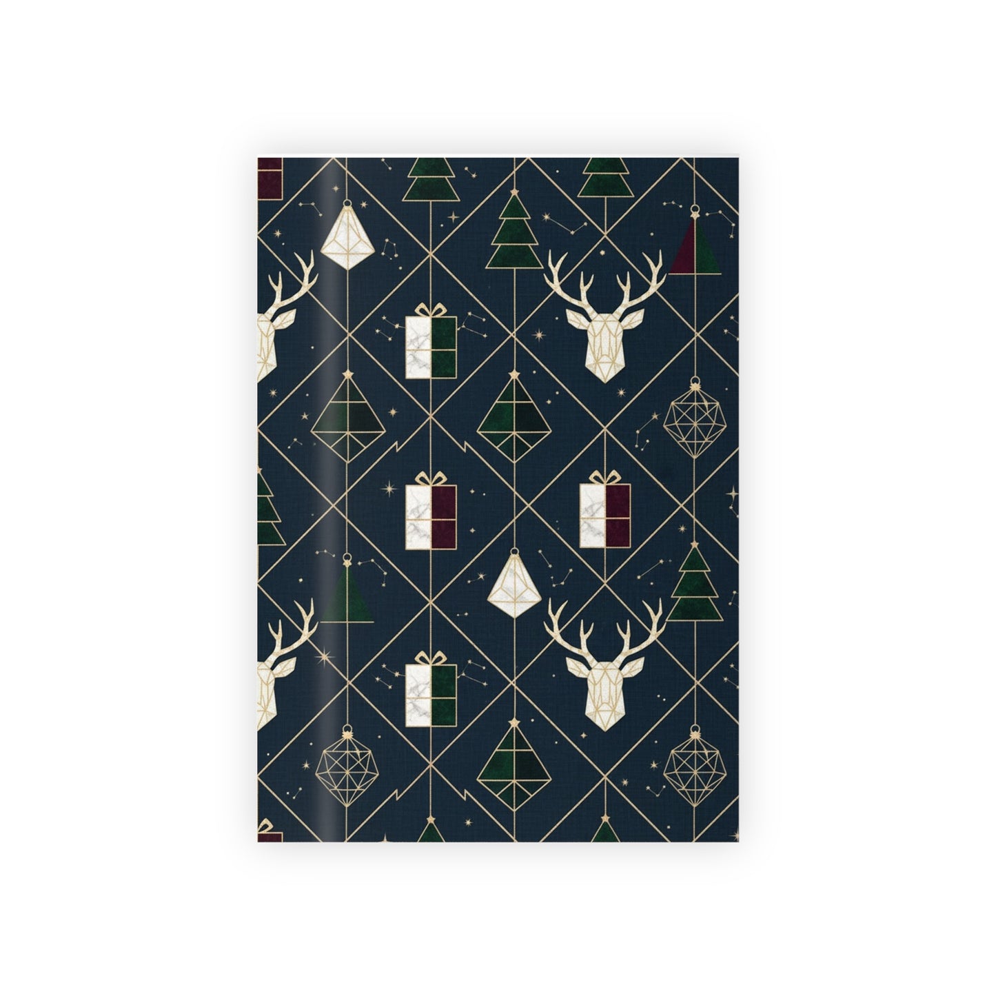 Festive Gift Wrapping Paper Roll - Holiday Design with Deer and Trees