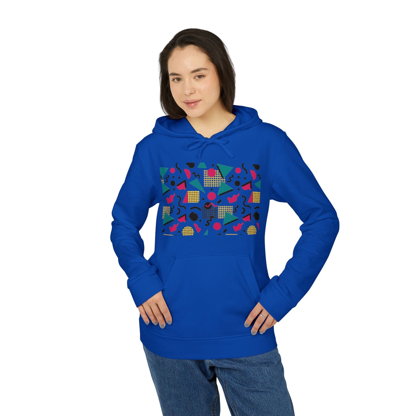 Adidas Retro 80’s Memphis Graphic Hoodie — Colorful 80s-Inspired Geometric Design
