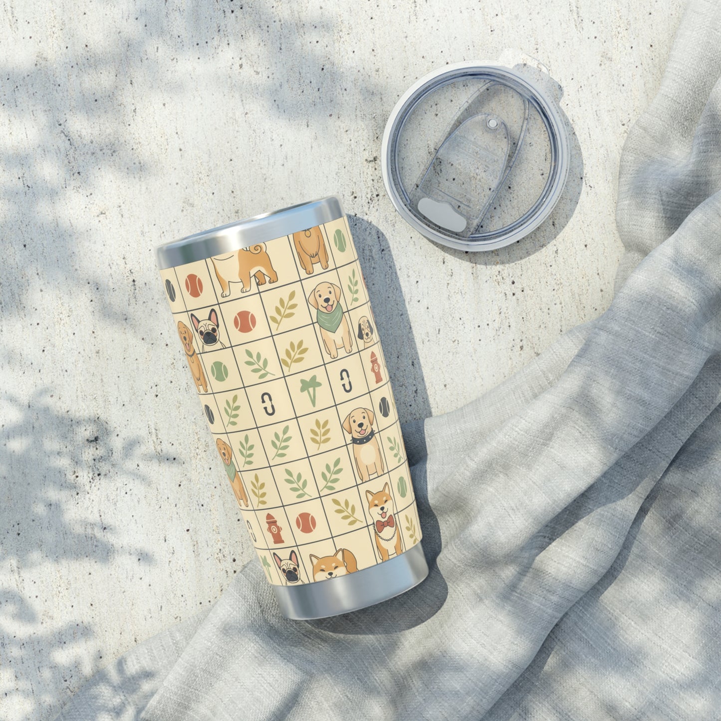 Dog Pattern 20oz Tumbler — Cute Paw Print Travel Cup